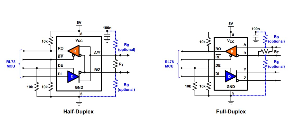Application Circuit Diagram - Renesas Electronics ISL315xE RS-485/RS-422 Differential Transceivers